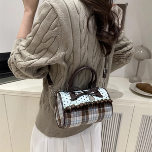 Sac à main oreiller à pois avec nœud et bandoulière réglable pour femme, mode style 2025