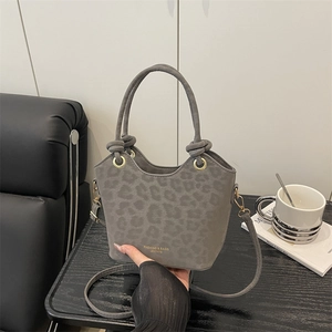 Sac Seau Imprimé Léopard pour Femmes en Suède Synthétique Sac à Bandoulière Main avec Bandoulière Réglable Mode Cabas