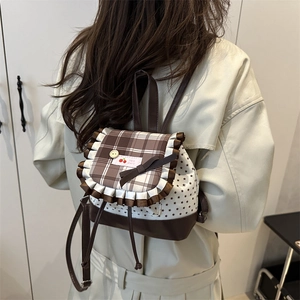 Mini sac à dos style ballet avec motif à carreaux et étoiles pour femmes