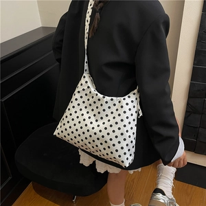 Sac à bandoulière minimaliste à pois pour femmes avec grande capacité et fermeture éclair