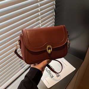 Retro Women PU Leather Small Square Crossbody Bag Patchwork Design Shoulder Bag With Metal Lock For Daily Commute Jewelry