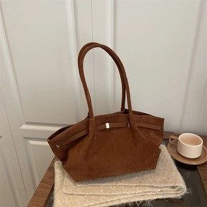 Vintage Mattiertes Wildleder Tragetasche Mit Großer Kapazität Für Damen Minimalistische Urbane Schultertasche Handtasche
