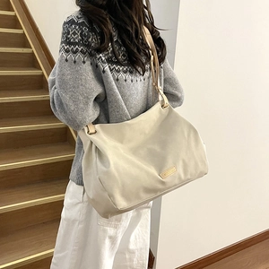 Large cream minimalist tote bag for women, soft texture shoulder bag for daily commute