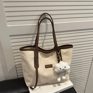 Damen Vintage Tragetasche Mit Großer Kapazität Denim Canvas Shopper Mit Wolkenanhänger Lässige Schultertasche Für Pendler