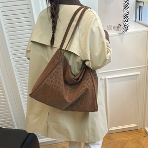 Sac fourre-tout à imprimé léopard pour femme, grand sac à bandoulière style rétro chic