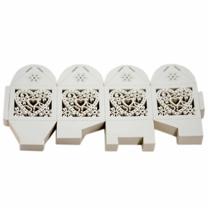 Elegant ivory pearl paper gift box with heart laser-cut hollow design for weddings