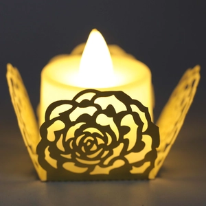 Abat-jour Romantique en Papier Découpé au Laser avec Rose Évidée Pour Bougies LED Porte-bougie Décoratif pour Mariage Fête