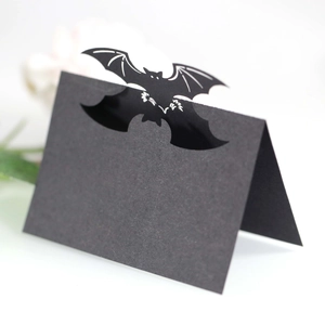 Halloween black bat laser cut paper place card for table setting and party decoration