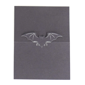 Gothic black bat wing place card for Halloween party decor on display card