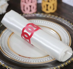 Elegant laser-cut red paper napkin ring for luxury wedding and banquet table decor