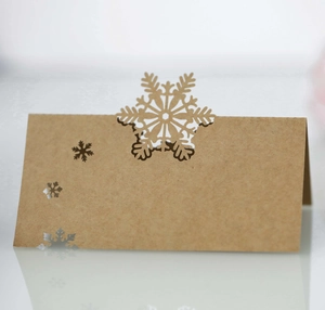 Snowflake Hollow Place Cards Laser Cut Pearlescent And Kraft Paper Table Seat Cards For Christmas Wedding Party Winter Decorations