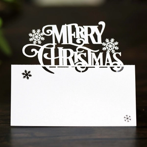 Marque-places Évidés Flocon de Neige de Noël Papier Perlé Découpe Laser Merry Christmas Cartes de Table Pour Fête Banquet