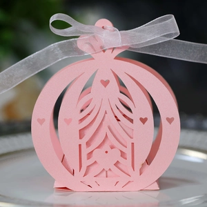 Lasergeschnittene Kürbiskutsche Hohle Bonbonschachtel Herz Perlmuttpapier Schleife Geschenkbox Für Hochzeit Party Gastgeschenke
