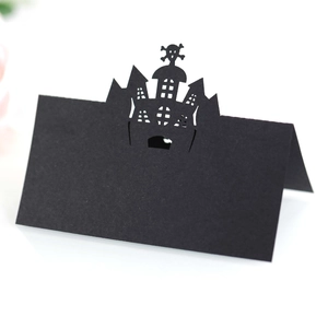 Halloween Castle Skull Laser Cut Place Cards Pearlescent Paper Folding Table Seat Cards For Party Banquet Event Decoration