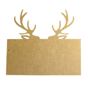 Segnaposto rustico in carta kraft con renna per decorazioni per la tavola di Natale