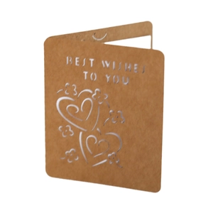 Carte de voeux coeur en papier kraft découpée au laser avec texte Best Wishes