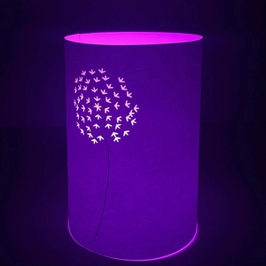 Hollow dandelion paper-cut lampshade in deep purple for LED festive atmosphere lighting