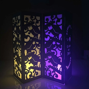 Class of 2024 graduation paper lampshade with dual-color LED light and laser cut stars