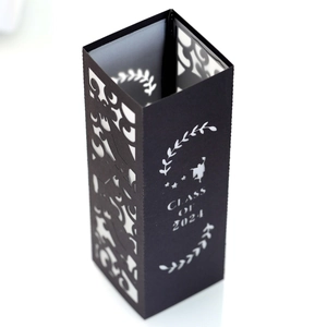 Class of 2024 graduation black laser-cut paper lantern lampshade with mortarboard pattern