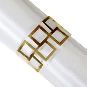 Elegant gold geometric hollow napkin ring for luxury banquet table settings