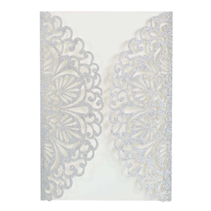 European Laser Cut Wedding Invitation Cards Glitter Paper Hollow Mandala Lace Design For Party Engagement Celebration Decor