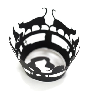 Halloween Cupcake Wrappers Black Laser Cut Paper Hollow Out Cake Liners For Festive Party Dessert Decoration Accessories
