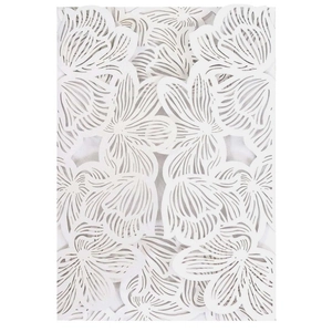 Exquisite laser cut hollow lace invitation card in pearlescent white for wedding greeting