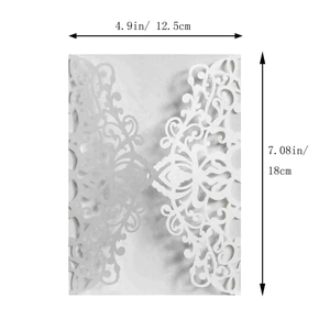 Laser cut white hollow wedding invitation card with floral pattern, 4.9 x 7.08 inches