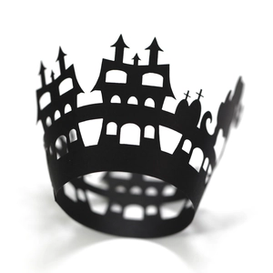 Caissettes à cupcakes noires Halloween avec silhouette de château pour décoration