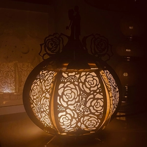 Creative rose pattern hollow paper lantern with romantic couple silhouette for weddings