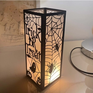 Halloween Black Cardstock Laser Cut Lampshade Spider Web Ghost Castle Hollow Candle Holder Sleeve for Party Home Decor