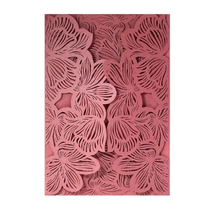 Elegant dusty rose laser cut floral invitation card with subtle pearlescent finish