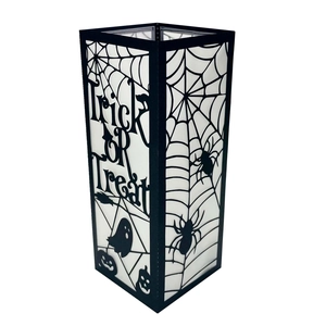 Halloween black spider web lantern with Trick or Treat hollow design for candle decor