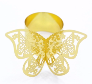 Rond de serviette papillon doré élégant avec découpe laser pour décoration de mariage