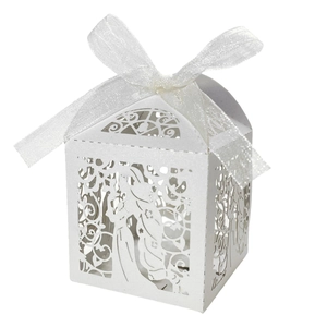 Boîtes à Bonbons Évidées Découpe Laser Sirène Princesse Papier Perlé Boîtes Cadeaux Avec Rubans Pour Cadeaux De Mariage Fête Emballage Chocolat