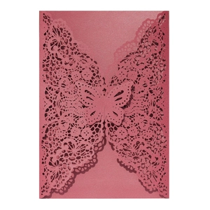 Laser Cut Wedding Invitations Artificial Pearl Paper Butterfly Lace Greeting Cards Hollow Invitation Covers For Marriage Party Event Decorations
