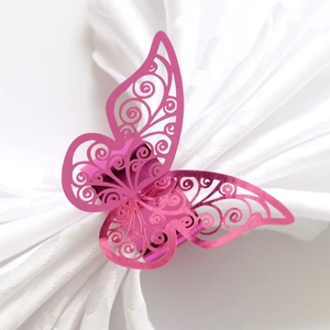 Butterfly Laser Cut Pearl Paper Napkin Rings Decorative Mirror Texture Hollow Out Napkin Buckle For Wedding Banquet Party Table Decor