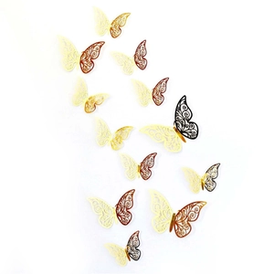 3D hollow butterfly wall stickers in gold rose gold and black for home decor