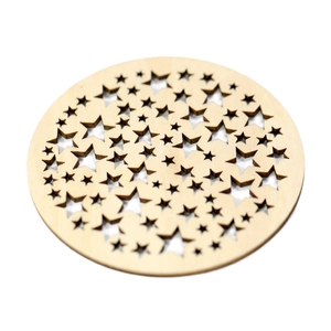 Laser-cut wooden coaster with hollow star patterns for home decoration and dining