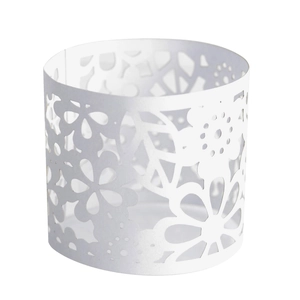 White laser-cut floral pattern hollow lampshade and tea light candle holder for party decor
