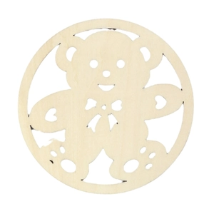 Laser-cut wooden bear coasters with round frame for home decor and DIY crafts