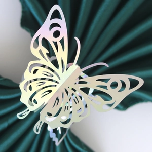 Ronds de serviette papillon holographiques avec découpe laser pour décoration de table
