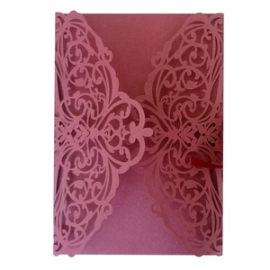 Laser cut hollow wedding invitation cover with intricate European floral vine patterns