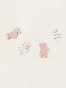 Lot de 4 paires de chaussettes en résille de coton pour filles avec dentelle