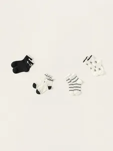 Lot de quatre paires de chaussettes en coton pour filles avec dentelle, pois et nœuds