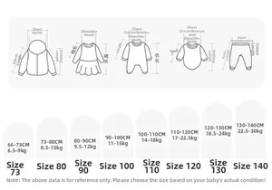 Tabella taglie vestito estivo per bambina con misure per altezze da 66cm a 140cm dettagliate