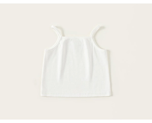 Débardeur en coton blanc pour tout-petit avec fines bretelles et encolure carrée