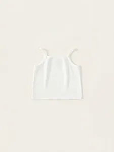 Débardeur blanc minimaliste en coton pour filles avec de fines bretelles et motif cœur