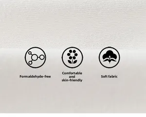 Détail macro du tissu en coton doux montrant une texture douce et une sécurité sans formaldéhyde