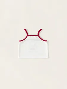 Débardeur d'été blanc pour filles avec bordure rouge et motif cerise, camisole florale